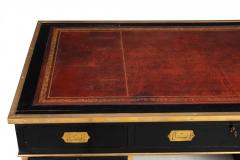 English Antique Campaign Ebonized Pedestal Desk 19th Century - 4464514