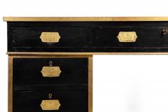 English Antique Campaign Ebonized Pedestal Desk 19th Century - 4464516