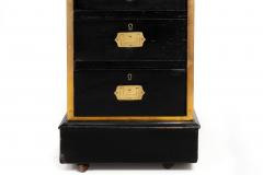 English Antique Campaign Ebonized Pedestal Desk 19th Century - 4464518