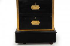 English Antique Campaign Ebonized Pedestal Desk 19th Century - 4464519