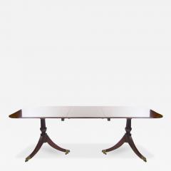 English Antique Mahogany Wood Twin Tripod Pedestal Dining Table - 3624953
