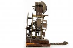 English Antique Red Chinoiserie Six Bell Hanging Wall Clock ca 1830 - 4501530