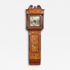 English Antique Red Chinoiserie Six Bell Hanging Wall Clock ca 1830 - 4504240
