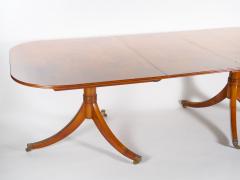 English Antique Twin Tripod Pedestal Burl Mahogany Dining Table - 3338072