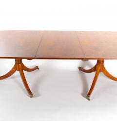 English Antique Twin Tripod Pedestal Burl Mahogany Dining Table - 3338074