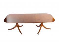 English Antique Twin Tripod Pedestal Burl Mahogany Dining Table - 3338076