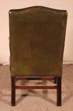 English Armchair In Dark Green Leather - 2916812