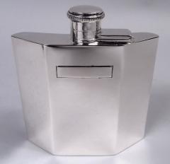 English Art Deco Sterling Silver Flask 1947 - 3984345