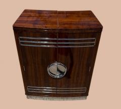 English Art Deco Yacht Flip Top Bar in Flamed Walnut - 4552703