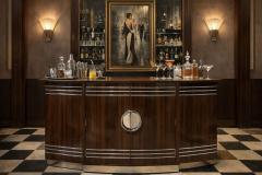 English Art Deco Yacht Flip Top Bar in Flamed Walnut - 4552706