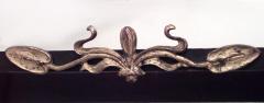 English Art Nouveau Mahogany and Bronze Dore Trimmed Wall Shelf - 471063