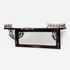 English Art Nouveau Mahogany and Bronze Dore Trimmed Wall Shelf - 471975