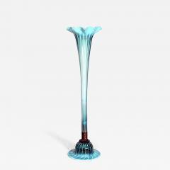 English Arts Crafts Blue Glass Trumpet Vase - 4683020