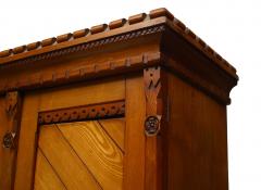 English Arts Crafts Carved Pine Armoire - 2800125