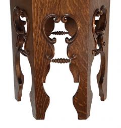 English Arts Crafts Hexagonal Oak Occasional Table - 4472033