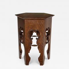 English Arts Crafts Hexagonal Oak Occasional Table - 4475373