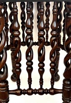 English Arts Crafts Hexagonal Occasional Table with Openwork Barley Twist Body - 4497856