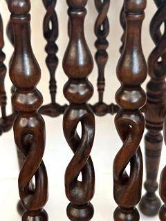 English Arts Crafts Hexagonal Occasional Table with Openwork Barley Twist Body - 4497857