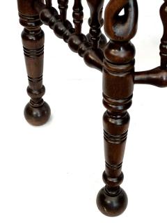 English Arts Crafts Hexagonal Occasional Table with Openwork Barley Twist Body - 4497859