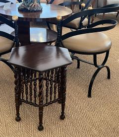 English Arts Crafts Hexagonal Occasional Table with Openwork Barley Twist Body - 4497860