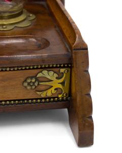 English Arts Crafts Mahogany and Brass Inkwell - 4517675