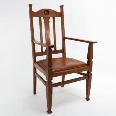 English Arts Crafts Oak Armchair with a Carved Mouse Inset to the Headrest - 4193070