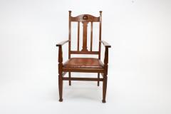 English Arts Crafts Oak Armchair with a Carved Mouse Inset to the Headrest - 4193071