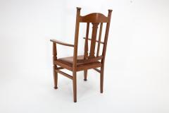 English Arts Crafts Oak Armchair with a Carved Mouse Inset to the Headrest - 4193074