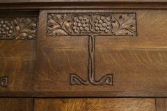 English Arts Crafts Oak Armoire Cabinet - 2798995