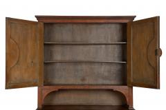 English Arts Crafts Oak Two Part Step Back Cupboard Cabinet c 1920 - 4501566