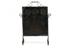 English Arts Crafts Style Wrought Iron and Pressed Copper Fire Screen - 4671239