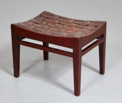 English Arts Crafts Woven Leather Stool - 2511785