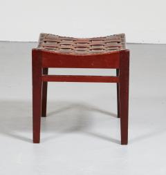 English Arts Crafts Woven Leather Stool - 2511787