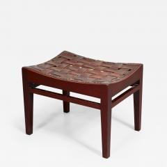 English Arts Crafts Woven Leather Stool - 2515923
