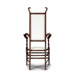 English Arts and Crafts Brown Walnut Armchair attributed to JS Henry - 3311758