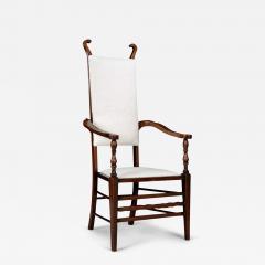 English Arts and Crafts Brown Walnut Armchair attributed to JS Henry - 3315899