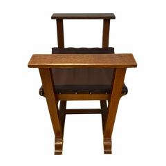English Arts and Crafts Leather and Wood Stool - 3116161
