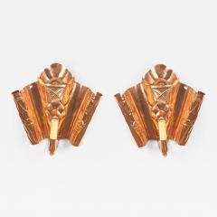 English Arts and Crafts Secessionist Style Copper Wall Sconces - 4728896