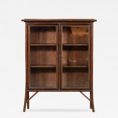 English Bamboo Glazed Bookcase Display Cabinet - 3388197