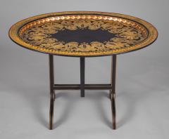 English Black Lacquered Parcel Gilt Tray on Stand - 1651250