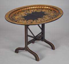 English Black Lacquered Parcel Gilt Tray on Stand - 1651251