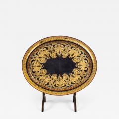 English Black Lacquered Parcel Gilt Tray on Stand - 1651972