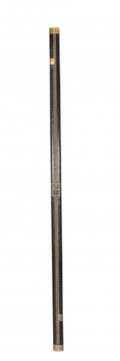 English Black Leather And Brass Stick Ladder - 4663149