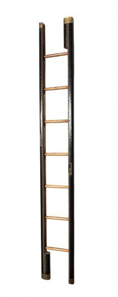 English Black Leather And Brass Stick Ladder - 4663174