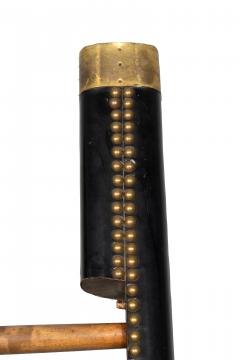 English Black Leather And Brass Stick Ladder - 4663182