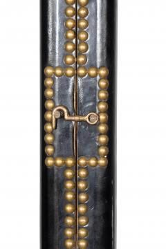 English Black Leather And Brass Stick Ladder - 4663198