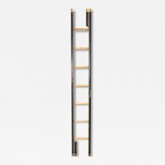 English Black Leather And Brass Stick Ladder - 4679511