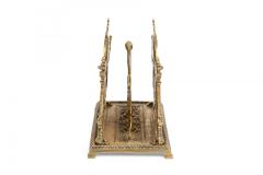 English Brass Two Compartment Letter Holder with Neoclassical Decorations - 4199705
