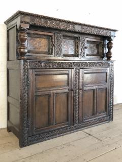 English Charles I 17th century Oak and Inlaid Court Cupboard - 3120062