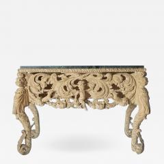 English Charles II Elaborately Carved Wood Marble Top Console - 1777878